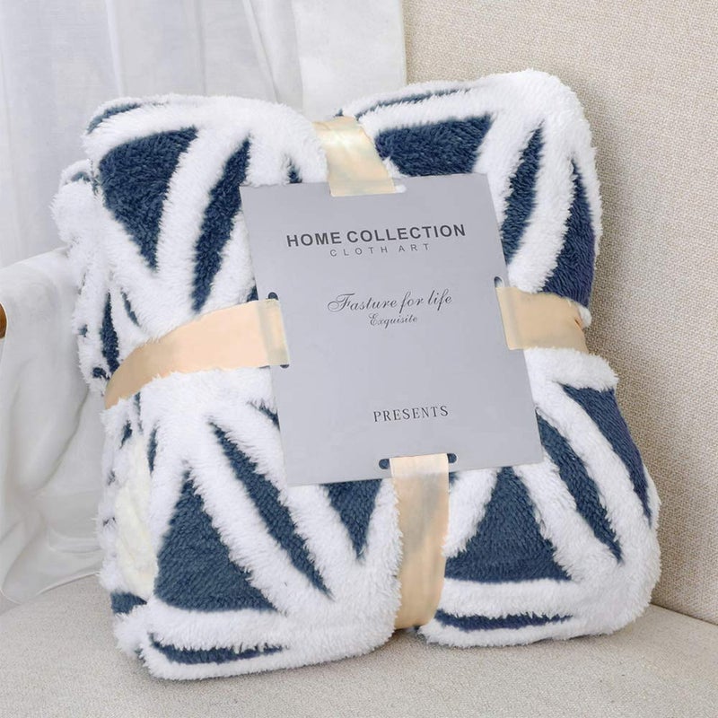 LOMAO Sherpa Fleece Blanket Fuzzy Soft Throw Blanket Dual Sided Blanket for Couch Sofa Bed (Navy, 51"x63") - Image 1